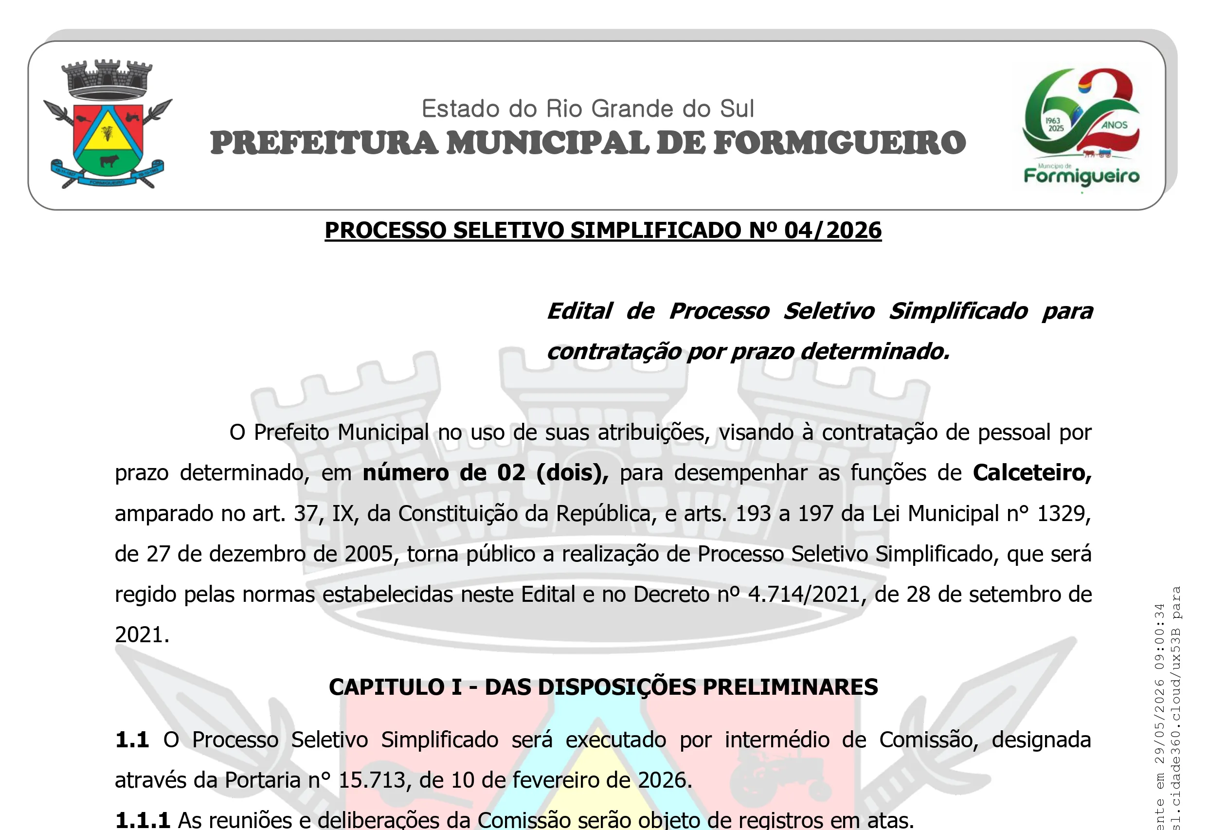 PROCESSO SELETIVO SIMPLIFICADO Nº 04/2026 