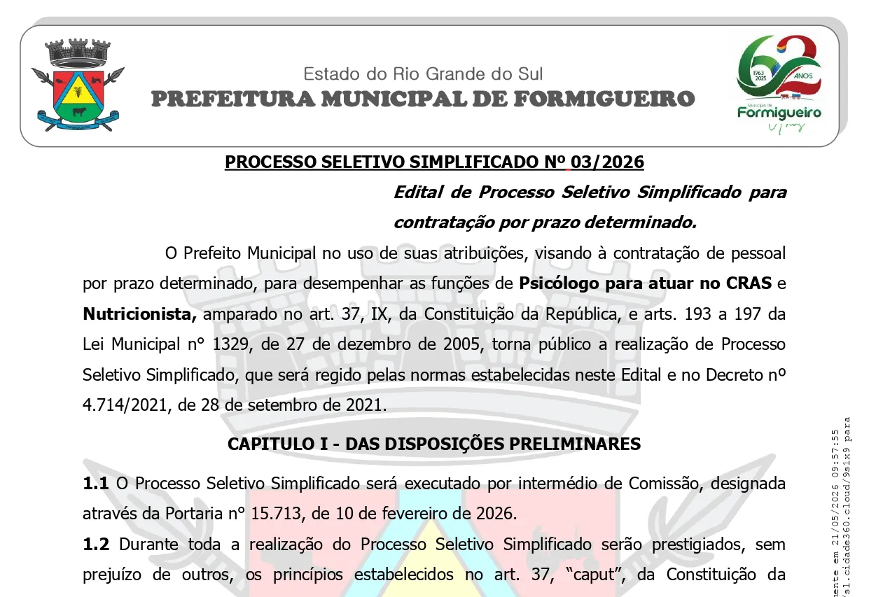 PROCESSO SELETIVO SIMPLIFICADO Nº 03/2026